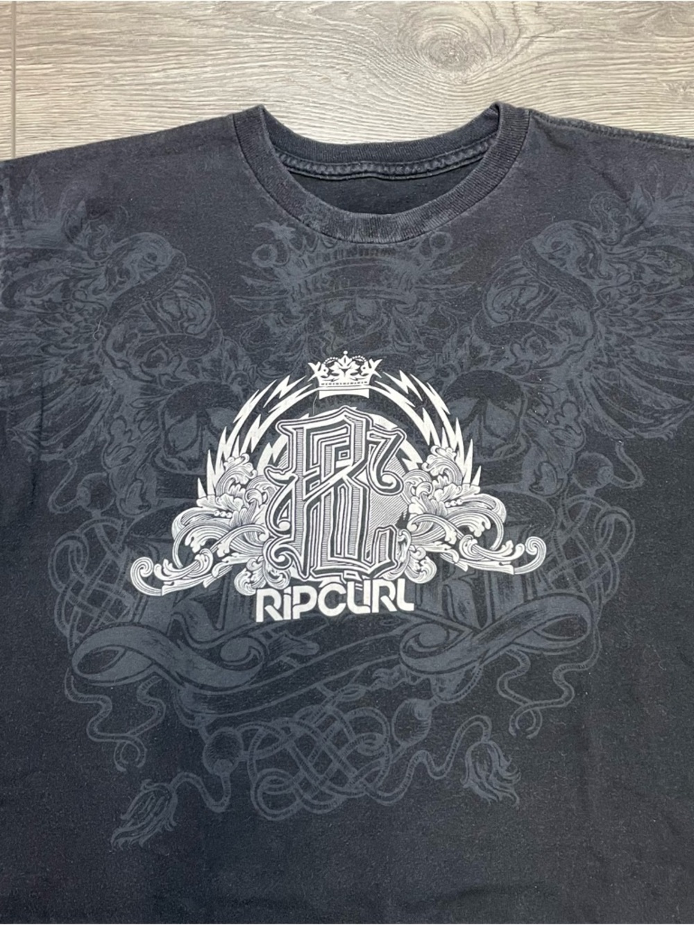 Rip Curl Graphic T-Shirt Black Y2K Skater Surf Aesthetic Tee Size Medium